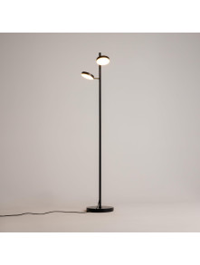 Czarna lampa podłogowa LED Fad do czytania - dwa dyskowe klosze 3000K, 1000 lm - Maytoni Czarna lampa podłogowa LED Fad do czytania - dwa dyskowe klosze 3000K, 1000 lm - Maytoni