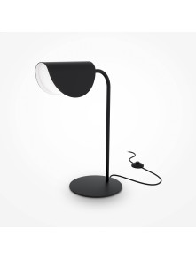 Nowoczesna czarna lampa stołowa Mollis na biurko - asymetryczny metalowy klosz