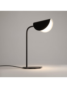 Nowoczesna czarna lampa stołowa Mollis na biurko - asymetryczny metalowy klosz