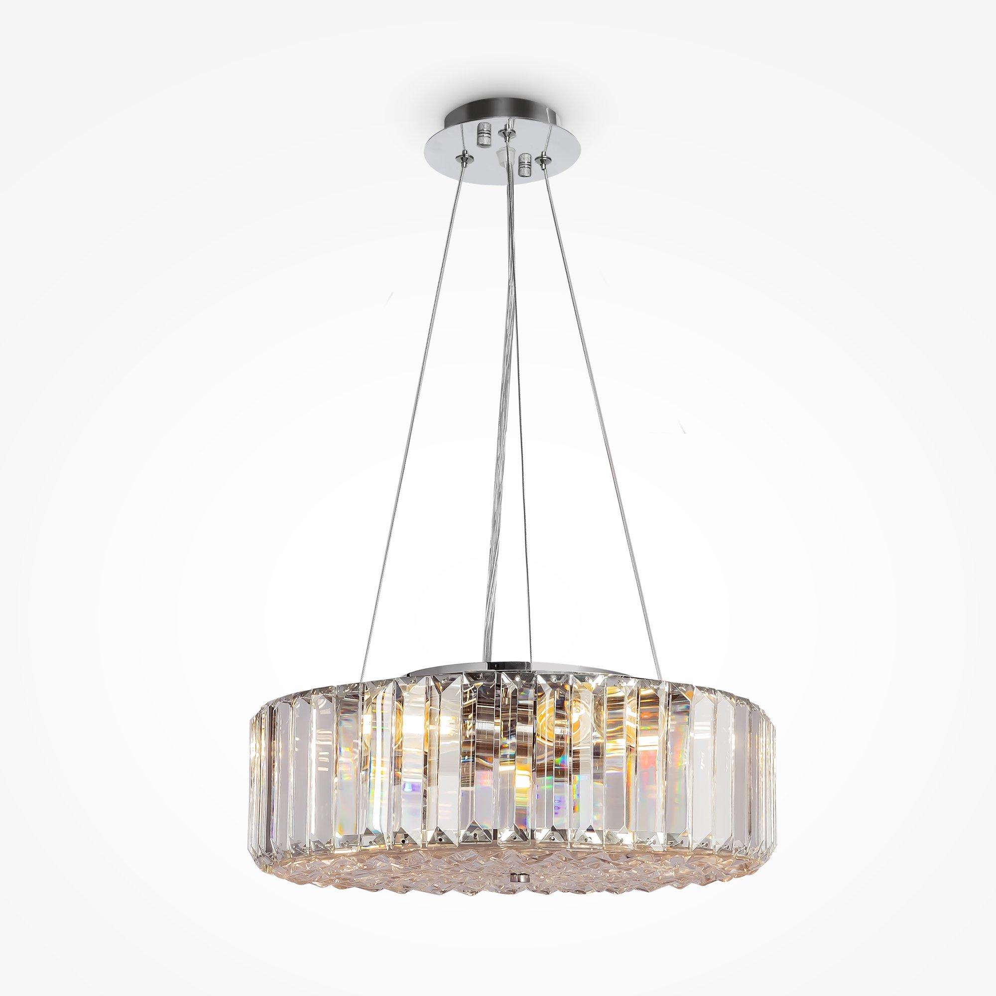 Glamour żyrandol Recinto do salonu 6xE27 chrom - kryształowy pierścień 40 cm, pryzmaty