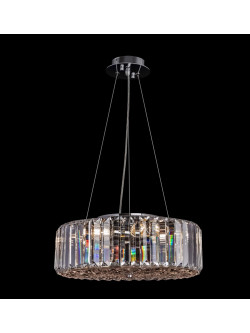 Glamour żyrandol Recinto do salonu 6xE27 chrom - kryształowy pierścień 40 cm, pryzmaty