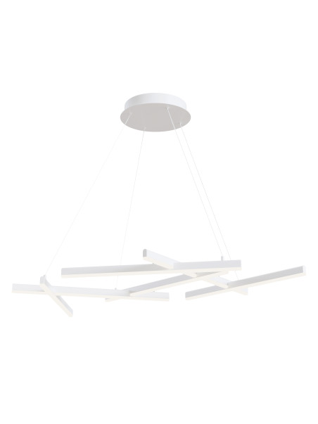 Nowoczesny biały żyrandol Line LED do salonu - sześć geometrycznych ramion, 3000K, 3100 lm