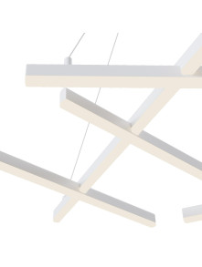 Nowoczesny biały żyrandol Line LED do salonu - sześć geometrycznych ramion, 3000K, 3100 lm
