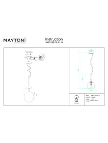Chromowana lampa wisząca Erich - mlecznobiała szklana kula 1-punktowa 15 cm - Maytoni