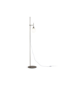 Minimalistyczna lampa podłogowa Erich do salonu w chromie - kula szklana, regulowana