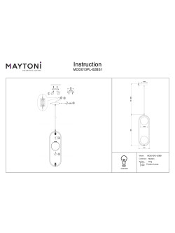 Lampa wisząca Ring Maytoni w kolorze mosiądzu - dwie białe szklane kule w owalnej ramce