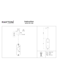 Designerska lampa wisząca Ring do salonu - czarna owalna rama i 2 kule - Maytoni