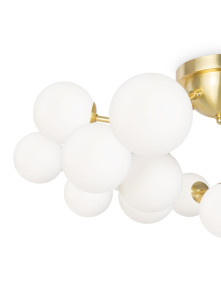 Złota lampa sufitowa Dallas do salonu w stylu art deco - mleczne szklane kule Złota lampa sufitowa Dallas do salonu w stylu art deco - mleczne szklane kule