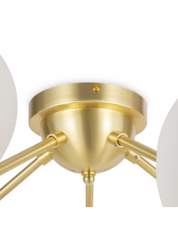 Złota lampa sufitowa Dallas do salonu w stylu art deco - mleczne szklane kule