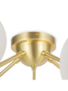 Złota lampa sufitowa Dallas do salonu w stylu art deco - mleczne szklane kule Złota lampa sufitowa Dallas do salonu w stylu art deco - mleczne szklane kule