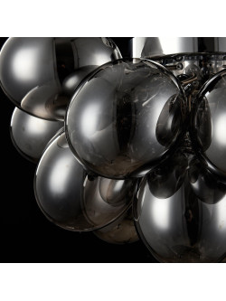 Designerska lampa sufitowa Balbo chrom - ciemne szklane kule 4xG9, motyw winogrona