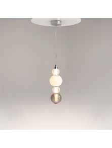 Designerska lampa wisząca Collar LED 3000K chrom - szklane kule ryflowane i grafitowe Designerska lampa wisząca Collar LED 3000K chrom - szklane kule ryflowane i grafitowe