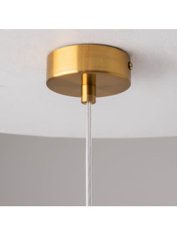 Szklana lampa wisząca Flusso glamour w złotym wykończeniu - kaskada łańcuszków w kuli