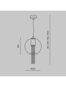 Szklana lampa wisząca Flusso glamour w złotym wykończeniu - kaskada łańcuszków w kuli Szklana lampa wisząca Flusso glamour w złotym wykończeniu - kaskada łańcuszków w kuli