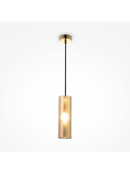 Złota lampa wisząca Gioia - szklany cylindryczny klosz 1xE14