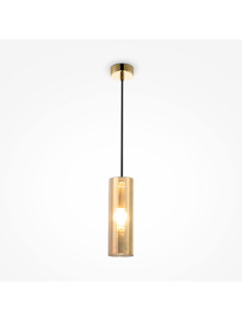 Złota lampa wisząca Gioia - szklany cylindryczny klosz 1xE14
