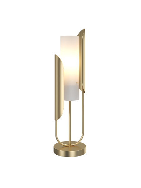 Złota lampa stołowa Cipresso do salonu - matowy szklany klosz tuba