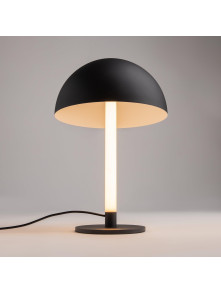 Minimalistyczna czarna lampa stołowa Ray LED 3000K - półkulisty metalowy klosz