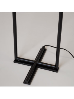 Nowoczesna czarna lampa podłogowa The Sixth Sense LED do salonu - dwa szklane kule 3000K