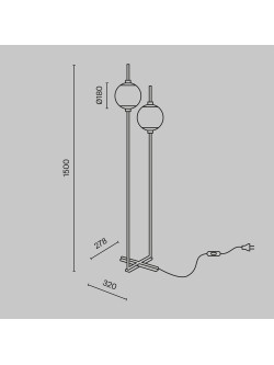 Nowoczesna czarna lampa podłogowa The Sixth Sense LED do salonu - dwa szklane kule 3000K