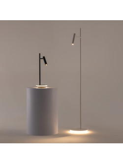 Minimalistyczna czarna lampa stołowa Estudo LED - podświetlana podstawa z efektem pierścienia 3000K