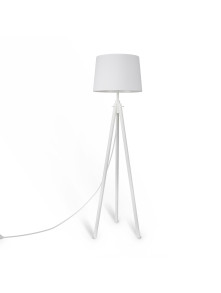 Minimalistyczna biała lampa podłogowa Calvin - trójnóg z bawełnianym kloszem E27 - Maytoni