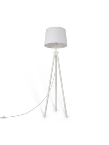 Minimalistyczna biała lampa podłogowa Calvin - trójnóg z bawełnianym kloszem E27 - Maytoni