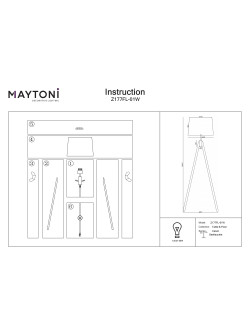 Minimalistyczna biała lampa podłogowa Calvin - trójnóg z bawełnianym kloszem E27 - Maytoni
