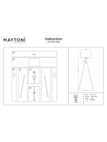 Minimalistyczna biała lampa podłogowa Calvin - trójnóg z bawełnianym kloszem E27 - Maytoni