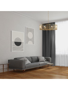 Złoty metalowy żyrandol wiszący Bowi do salonu glamour - metalowo-szklany, 87 cm, 8xG14 Złoty metalowy żyrandol wiszący Bowi do salonu glamour - metalowo-szklany, 87 cm, 8xG14