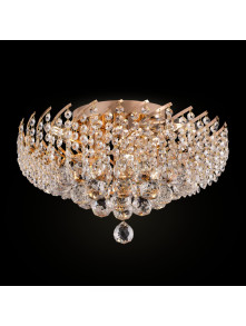 Żyrandol glamour Karolina złoty 6-punktowy - kaskadowe kryształowe zawieszki 41 cm,
