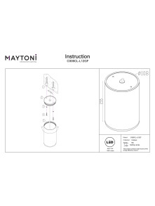 Lampa zewnętrzna tuba sufitowa Bar LED z IP65 - metalowa, grafitowa, 3000K, 12W
