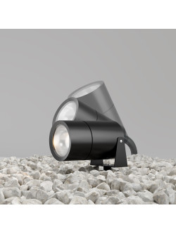 Reflektor gruntowy Bern LED IP65 - cylindryczny spot na szpicy, 55°, 3000K, 1200lm, grafitowy