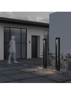 Grafitowa lampa stojąca ogrodowa Bonn LED IP65 - minimalistyczna prostokątna rama, 1000lm, 3000K
