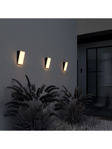 Grafitowa lampa ścienna Brick na elewację IP54 LED - równomierny panel świetlny 3000K, 1100lm