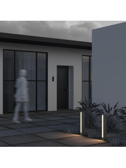 Grafitowa lampa ogrodowa Hof LED na taras - minimalistyczny słupek IP65, 3000K, 60 cm