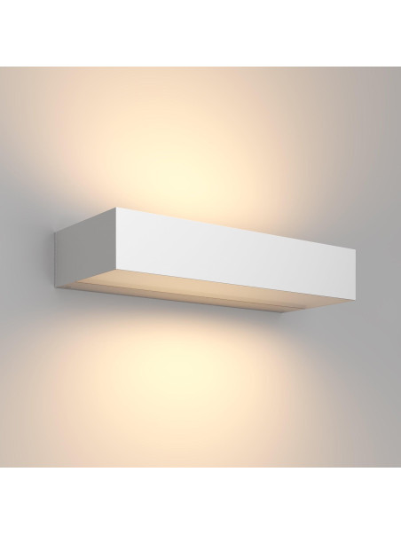 Kinkiet zewnętrzny Lot LED IP65 -biała szeroka prostokątna bryła 30 cm, 3000K, 20W