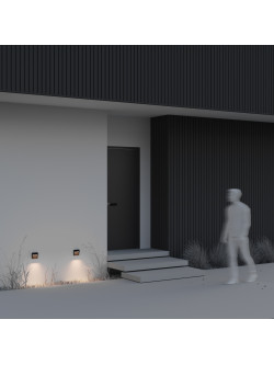 Lampa schodowa zewnętrzna LED Mane – natynkowa, kwadratowa, 3W, 3000K, IP54, czarna