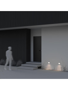 Lampa schodowa zewnętrzna LED Mane – natynkowa, kwadratowa, 3W, 3000K, IP54, biała Lampa schodowa zewnętrzna LED Mane – natynkowa, kwadratowa, 3W, 3000K, IP54, biała