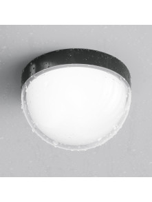 Grafitowy plafon sufitowy Mon LED do tarasu IP65 - półkulisty mleczny klosz, 3000K, 1100lm