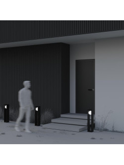 Słupek ogrodowy LED Slate ozdobny na taras IP65 - biała kula w czarnej ramie 3000K