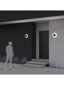 Kinkiet zewnętrzny Wald LED IP65 - okrągły, efekt świetlnej aureoli, 3000K, 18 cm, grafitowy
