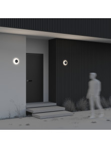 Kinkiet zewnętrzny Wald LED IP65 - okrągły, efekt świetlnej aureoli, 3000K, 14 cm, grafitowy