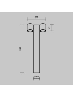 Nowoczesny czarny słupek ogrodowy Wall Street na taras IP54 - 2 regulowane reflektory GU10, 55 cm