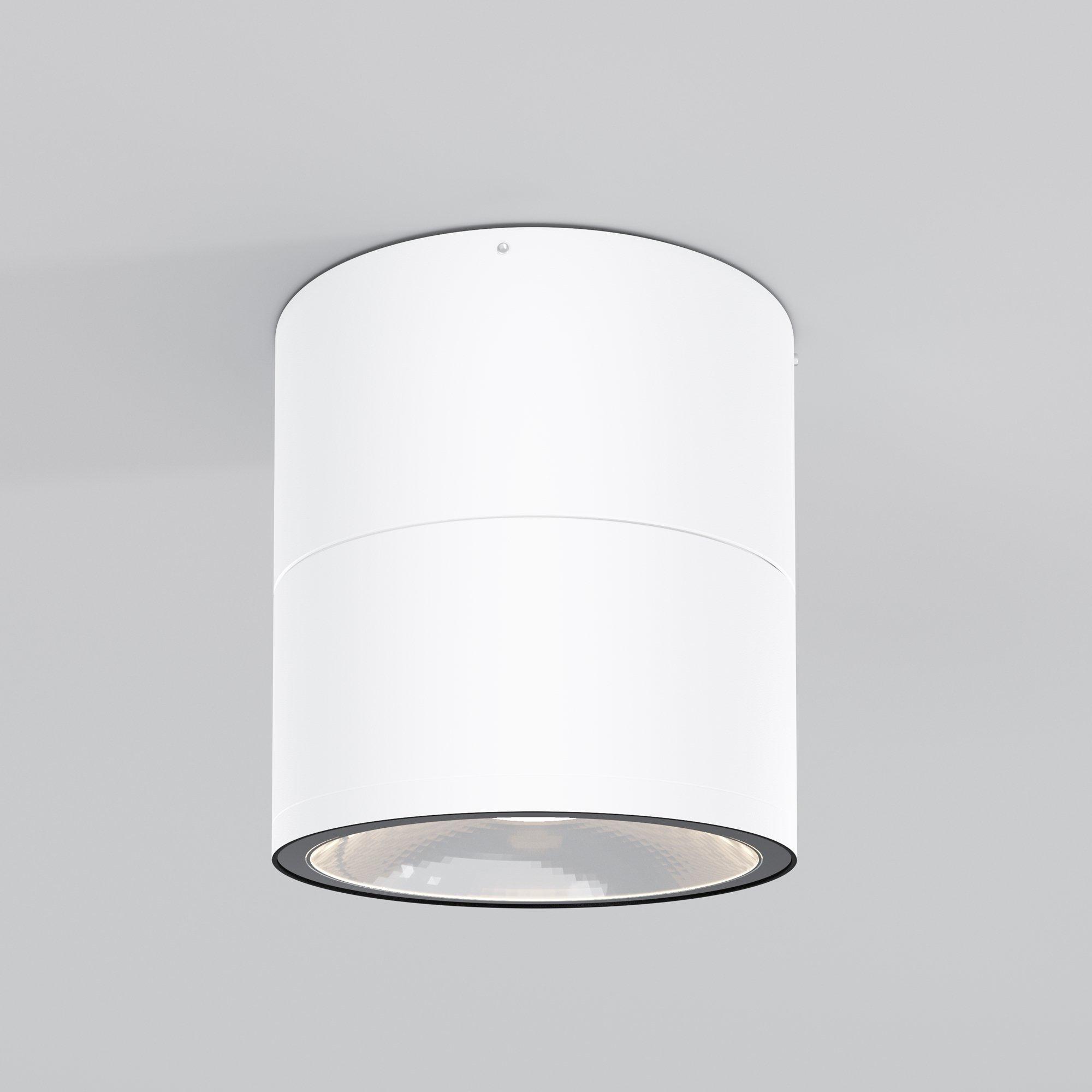 Biały plafon Spin LED IP54 do pergoli - cylindryczny (11 cm) regulowany, 3000K, 1050 lm