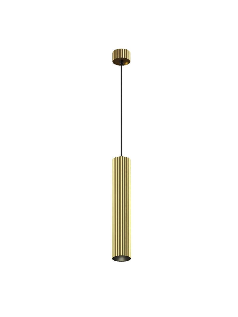 Złota lampa wisząca Calipso do salonu - ryflowany metalowy klosz GU10 1x10W - Maytoni