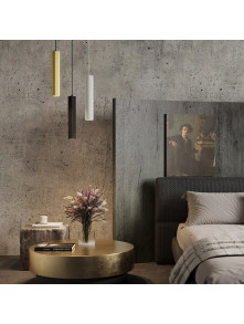 Złota lampa wisząca Calipso do salonu - ryflowany metalowy klosz GU10 1x10W - Maytoni