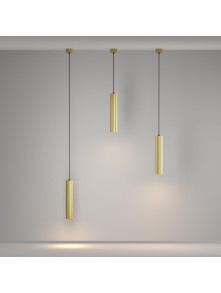Złota lampa wisząca Calipso do salonu - ryflowany metalowy klosz GU10 1x10W - Maytoni