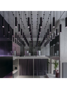 Czarna lampa wisząca Focus nad wyspę lub szafkę nocną - metalowa tuba GU10 - Maytoni