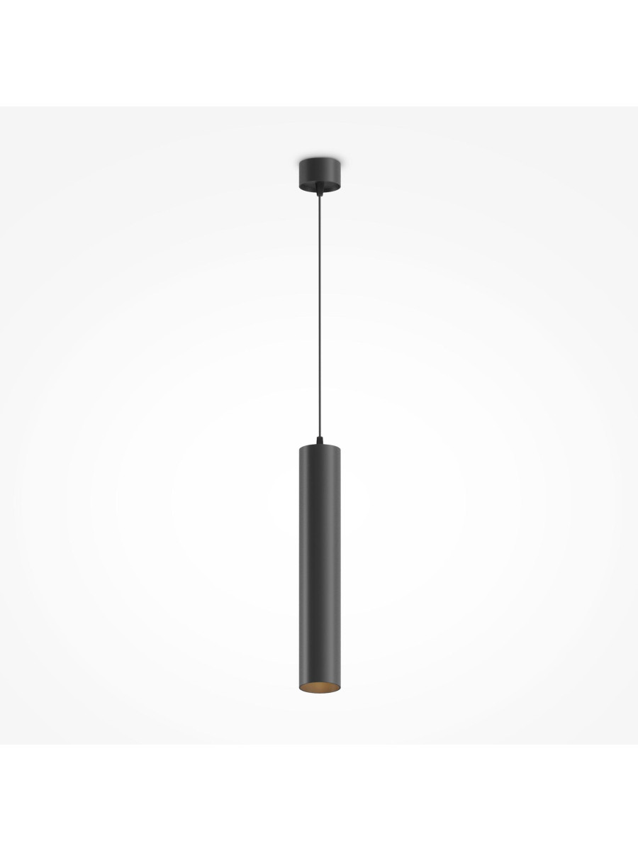 Lampa wisząca Focus LED 3000K - smukła czarna tuba z metalu - Maytoni